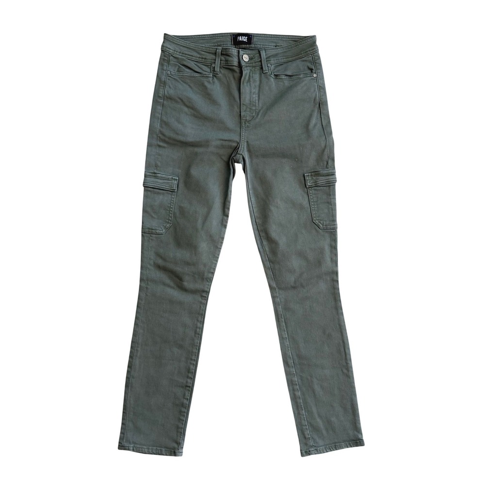 PAIGE Hoxton Ankle Cargo Skinny Jeans Olive Green High Rise Women's Size 28